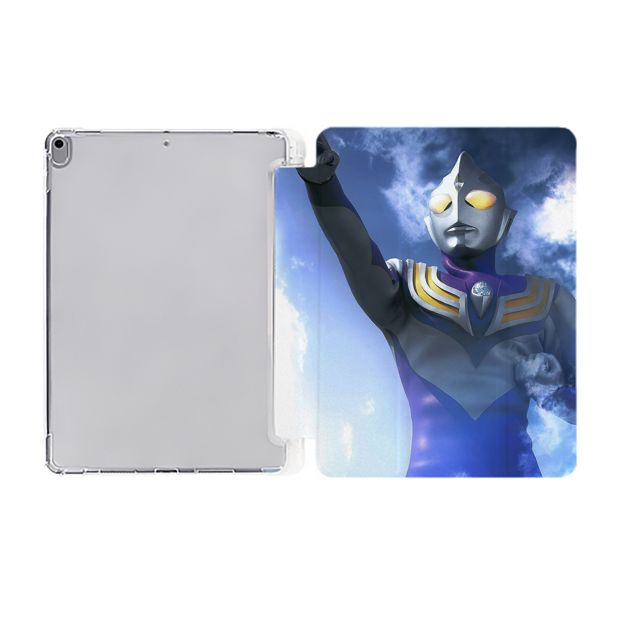 （画像用） ウルトラマン Ultraman IPad ケース ペン収納付き 三つ折りスタンド PUレザー×シリコン 対応機種9.5/10.5/10.9インチ